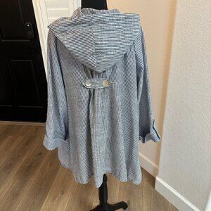 JNY Striped Linen Hoodie